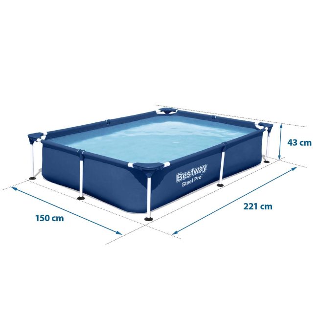 Basen prostokątny stelażowy 221 x 150 x 43 cm Bestway 56401N - obrazek 4