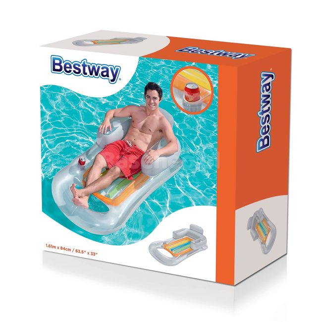 Dmuchany materac, fotel, leżak 161 x 84 cm Bestway 43028 srebrny - obrazek 6