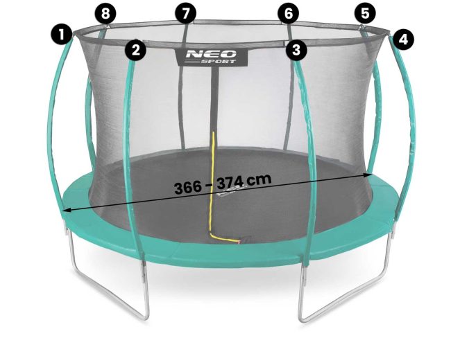 Siatka wewnętrzna do trampolin 374 cm 12ft Neo-Sport - obrazek 2
