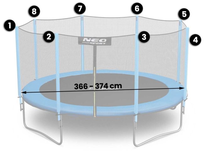 Siatka zewnętrzna do trampolin 374cm 12ft Neo-Sport - obrazek 2