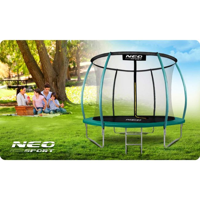 Trampolina ogrodowa 10ft/312cm z siatką, profilowanymi słupkami i drabinką - obrazek 6