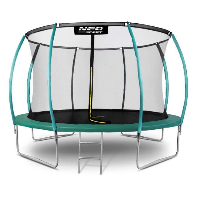 Trampolina ogrodowa 12ft/374cm z siatką, profilowanymi słupkami i drabinką Neo-Sport - obrazek 3