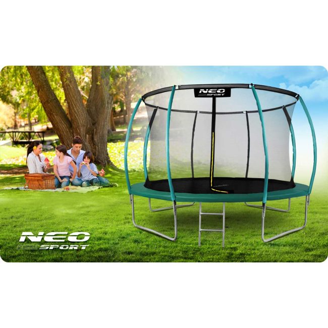 Trampolina ogrodowa 12ft/374cm z siatką, profilowanymi słupkami i drabinką Neo-Sport - obrazek 6