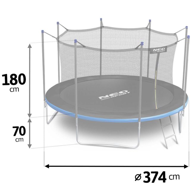 Trampolina ogrodowa 12ft/374cm z siatką wewnętrzną i drabinką Neo-Sport - obrazek 5