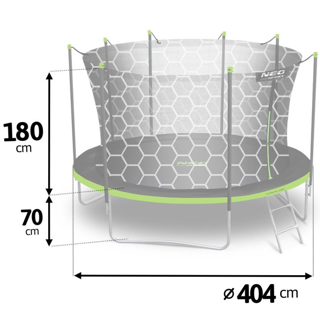 Trampolina ogrodowa 13ft/404cm z siatką wewnętrzną i drabinką Neo-Sport - obrazek 3