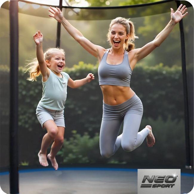 Trampolina ogrodowa 6ft/183cm z siatką zewnętrzną i drabinką Neo-Sport - obrazek 3