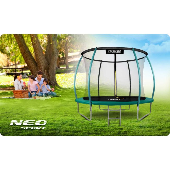 Trampolina ogrodowa 8ft/252cm z siatką, profilowanymi słupkami i drabinką Neo-Sport - obrazek 5