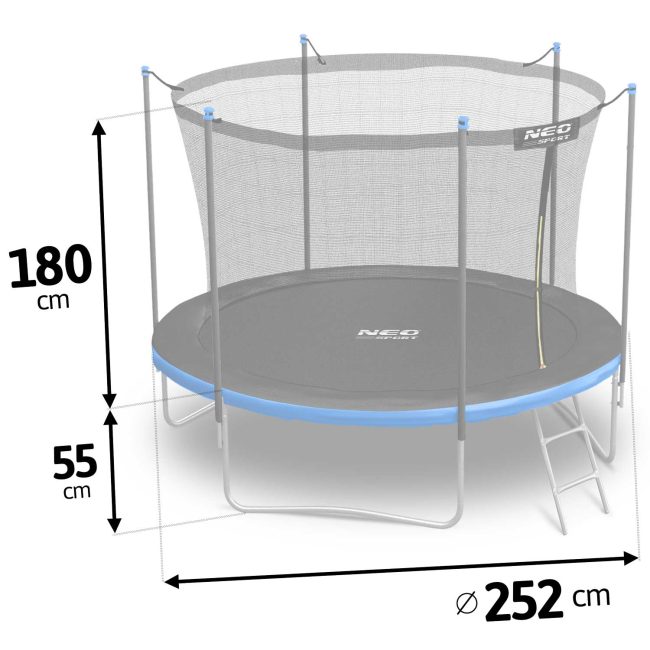 Trampolina ogrodowa 8ft/252cm z siatką wewnętrzną i drabinką Neo-Sport - obrazek 5